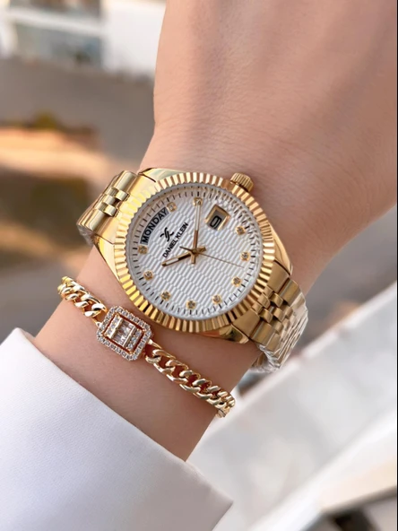 Daniel Klein Rlx Kasa Takvimli Kadran Çelik Kordon 2 Yıl Garantili Kadın Kol Saati BDK.1.13926.2 - Resim 2