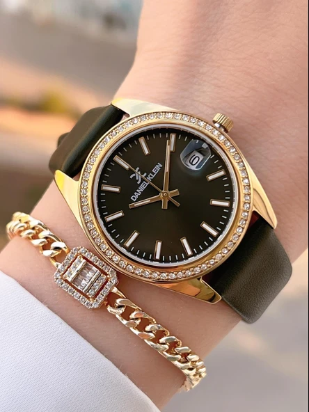 Daniel Klein Deri Kordon Takvinli Kadran 3 Atm Suya Dayanıklı Kadın Kol Saati+Bileklik BDK.13597-4 ürün görseli