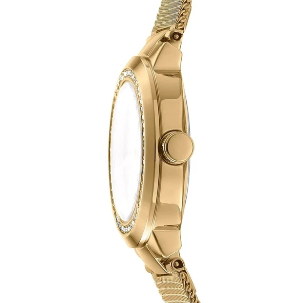 DKNY DK1L024M0025 ALTIN KAPLAMA HASIR KORDON TAŞLI KADIN KOL SAATİ - 2