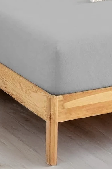 Upstyle Penye Lastikli Çarşaf Pamuklu Jersey Süper Battal Kişilik 200x200cm Gri - 2