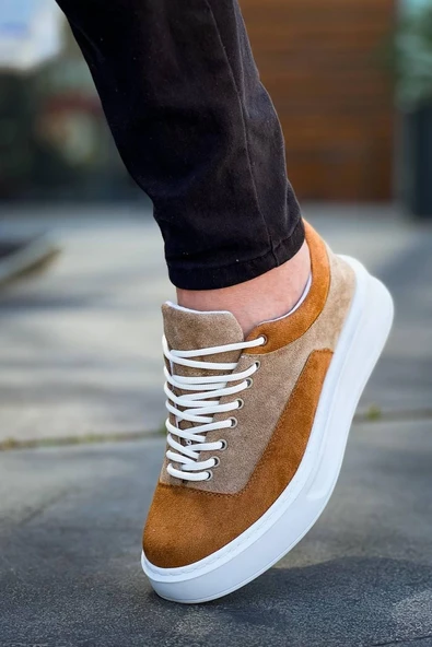 KB-005 Kuback Vizon Taba Süet Bağcıklı  Günlük Erkek  Ayakkabı - Resim 4