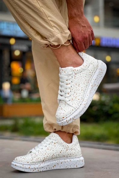 KB-X500 Kuback Beyaz Gold Bağcıklı Günlük Erkek Ayakkabı