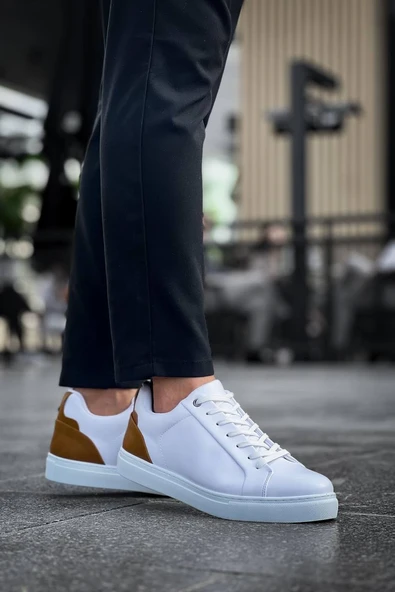 KB-BX1 Kuback Beyaz Taba Cilt Detaylı Yüksek Beyaz Taban Günlük Erkek Ayakkabı