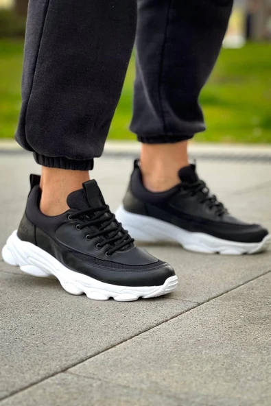 KB-707 Kuback Siyah Cilt Yüksek Taban Bağcıklı Günlük Erkek Ayakkabı - 3