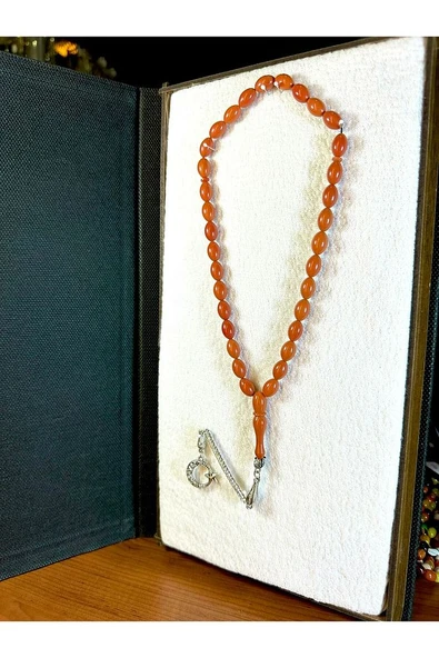 TURUNCU TOZ KEHRİBAR TESBİH ARPA KESİM T-155 - 2