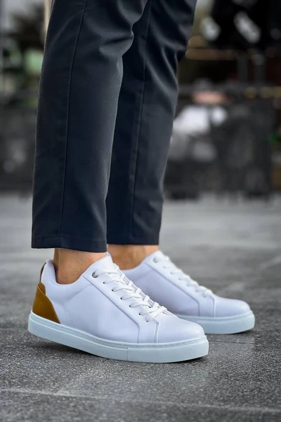 KB-BX1 Kuback Beyaz Taba Cilt Detaylı Yüksek Beyaz Taban Günlük Erkek Ayakkabı - 2