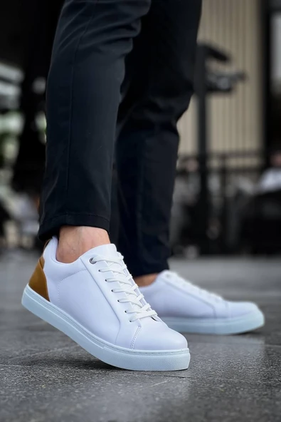 KB-BX1 Kuback Beyaz Taba Cilt Detaylı Yüksek Beyaz Taban Günlük Erkek Ayakkabı - 4