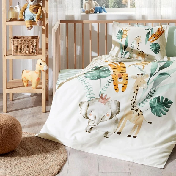 Özdilek Ranforce Bebek Beşik Nevresim Takımı jugle Krem