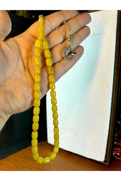 SARI SIKMA ÇUBUK KEHRİBAR TESBİH KAPSÜL KESİM T-163