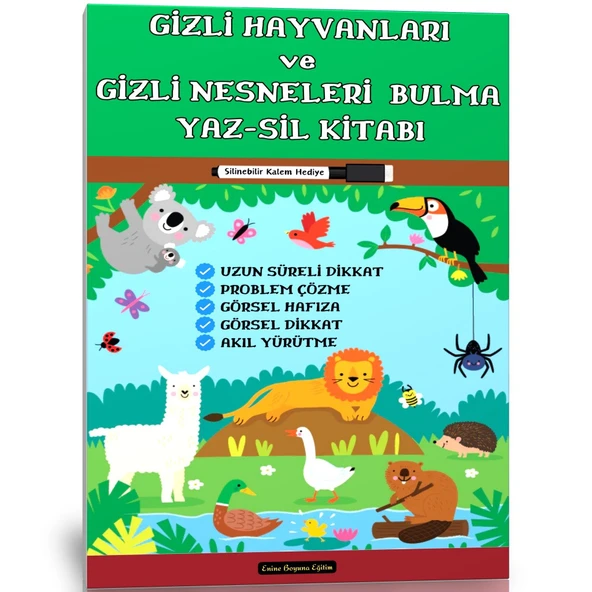 Gizli Hayvanları ve Gizli Nesneleri Bulma YAZ-SİL Kitabı ürün görseli 1