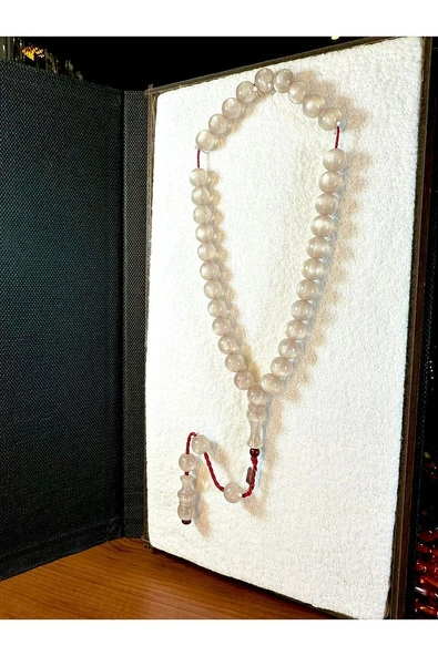 ÇUBUK KEHRİBAR TESBİH KÜRE KESİM AÇIK PEMBE-BEYAZ 10 MM - 2