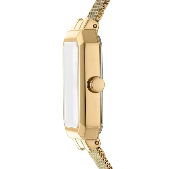 DKNY DK1L076M0135 ALTIN KAPLAMA HASIR KORDON DİKDÖRTGEN KADIN KOL SAATİ - 2