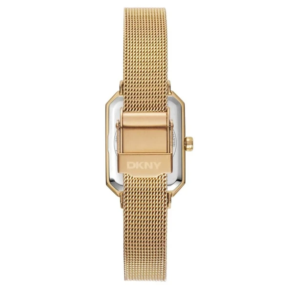 DKNY DK1L076M0135 ALTIN KAPLAMA HASIR KORDON DİKDÖRTGEN KADIN KOL SAATİ - 3