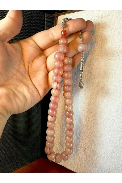 SIKMA ÇUBUK KEHRİBAR TESBİH KÜRE KESİM AÇIK PEMBE T-172