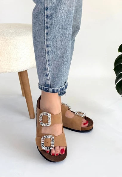 Nool Camel Nubuk Terlik - Resim 3