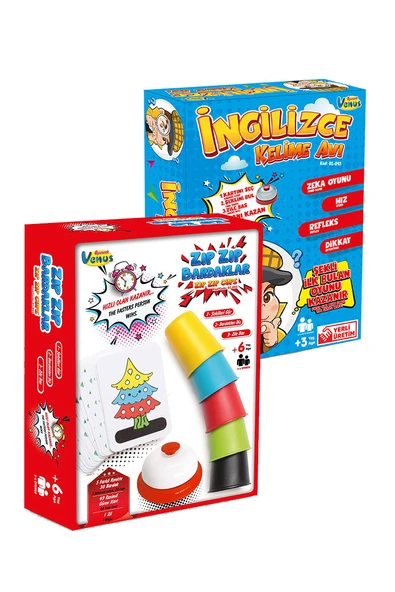2'li Oyun Seti Zıp Zıp Bardaklar & İngilizce Kelime Avı