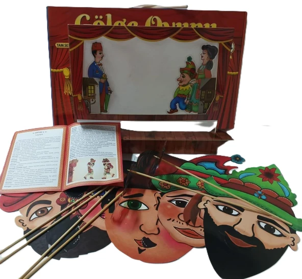 Sahneli Perdeli Gölge Oyunu Hacivat Karagöz Tam Set - Resim 2