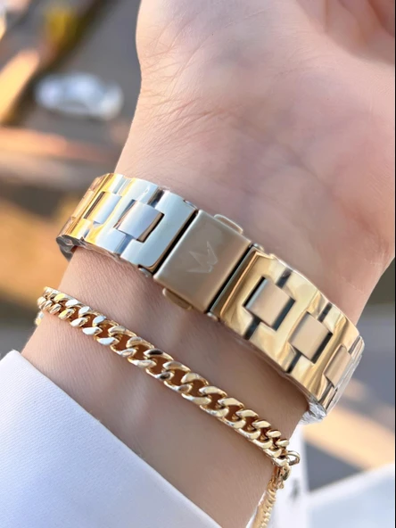 Wesse Çelik Kordon Takvimli Kadran 5 Atm Suya Dayanıklı Kadın Kol Saati+Bileklik BYW.1139.04 - Resim 3