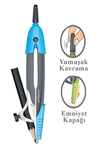 Renkli Kalemli Pergel 1 Adet Keyroad Compass Armet Plastik Pergel Matematik Teknik Çizim Pergeli