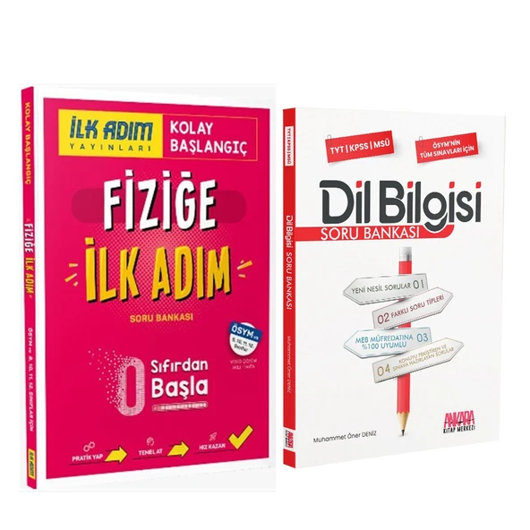 İlk Adım Yayınları Fiziğe İlk Adım Sıfırdan Kolay Başlangıç ve AKM Dil Bilgisi Soru Bankası Seti 2 Kitap