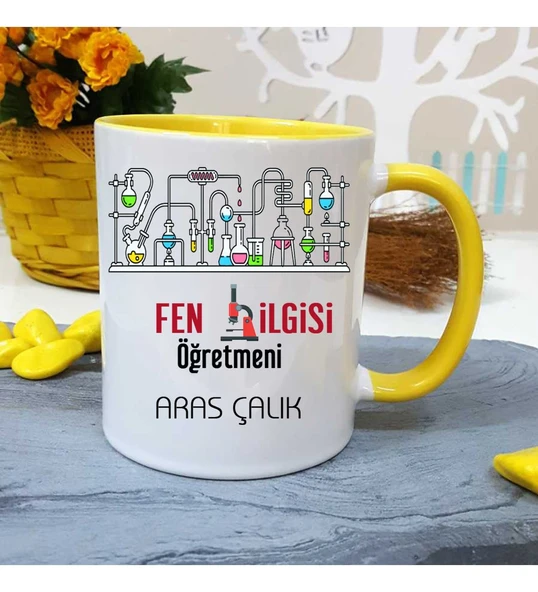 Fen Bilgisi Öğretmenine Özel Öğretmenler Günü Hediyesi Kişiye Özel Kupa Bardak