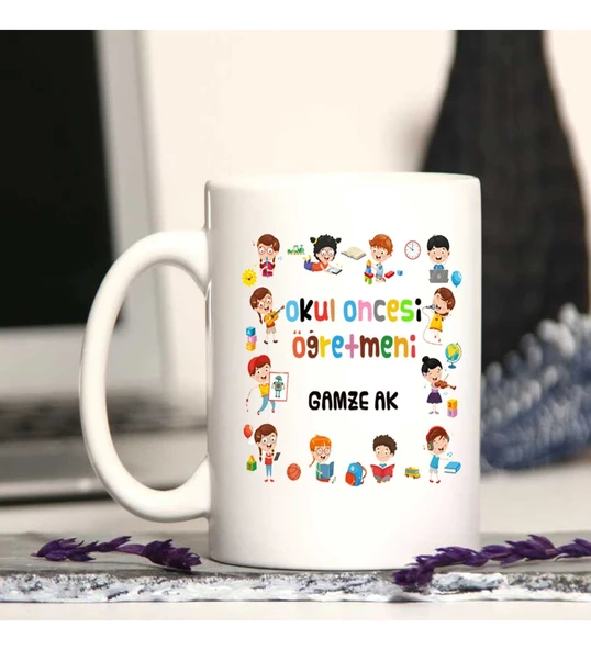 Okul Öncesi Öğretmenine Özel Öğretmenler Günü Hediyesi Kişiye Özel Kupa Bardak