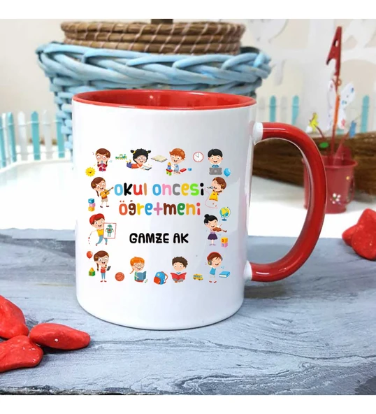 Okul Öncesi Öğretmenine Özel Öğretmenler Günü Hediyesi Kişiye Özel Kupa Bardak