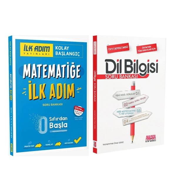 İlk Adım Yayınları Matematiğe İlk Adım ve AKM Dil Bilgisi Soru Bankası Seti 2 Kitap