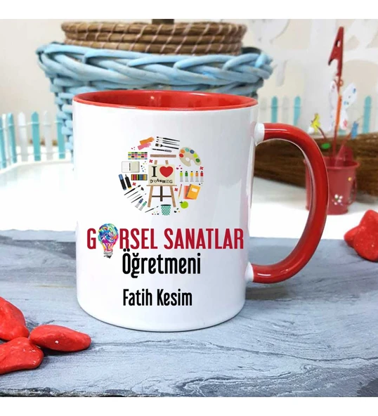 Görsel Sanatlar Öğretmenine Özel Öğretmenler Günü Hediyesi Kişiye Özel Kupa Bardak