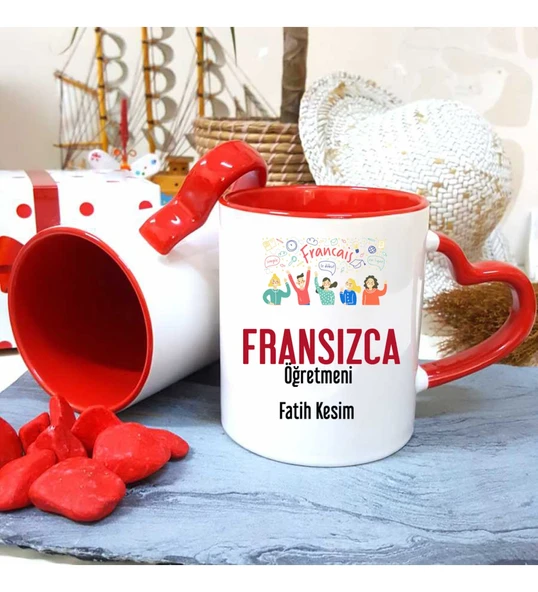 Fransızca Öğretmenine Özel Öğretmenler Günü Hediyesi Kişiye Özel Kupa Bardak