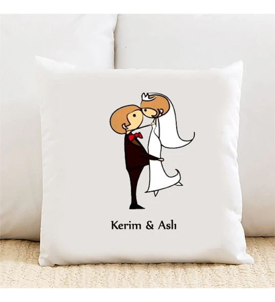 Gelin  Damat Kişiye Özel Yastık Kılıfı 212