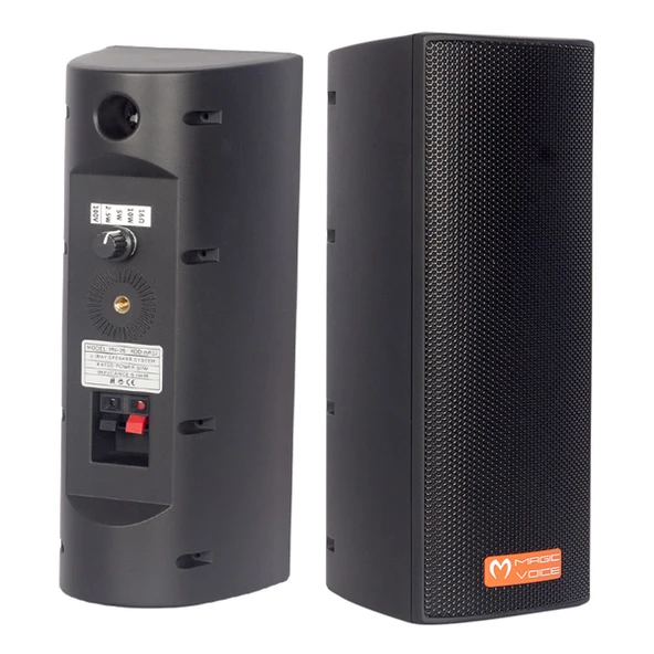 MAGICVOICE MV-26 2*7.5 CM 50 WATT 2Lİ TAKIM SİYAH TRAFOLU SÜTUN HOPARLÖR