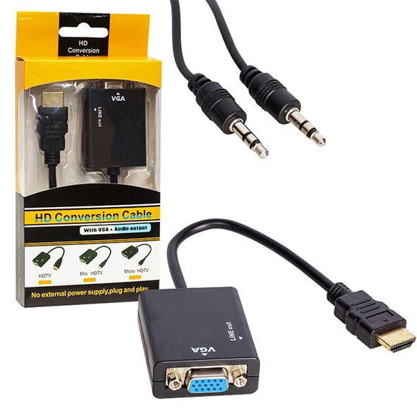 POWERMASTER PM-32015 HDMI TO VGA ÇEVİRİCİ ADAPTÖR SES ÇIKIŞLI * GL-001