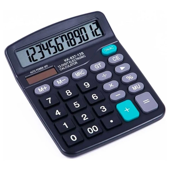 Standart Fonksiyonlu 12 Haneli Geniş LCD Ekran,Pill Masaüstü Hesap Makinesi - 5