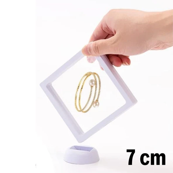 7x7 cm Standlı 3D Takı Ziynet Hatıra Koleksiyon Saklama Kutusu Şeffaf Film Çerçevesi - 4