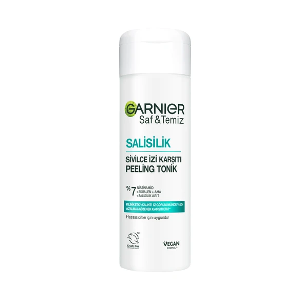 Garnier Saf & Temiz Salisilik Sivilce İzi Karşıtı Gözenek Sıkılaştırıcı Peeling Tonik //  Salisilik & Niasinamid & Skualen & AHA 120 ml