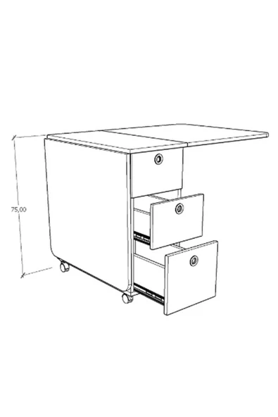 Asra Trend MDF Katlanır Mutfak Yemek Çalışma Masası, 3 Çekmeceli, Beyaz-Royal Mermer, KM-30 - Resim 6