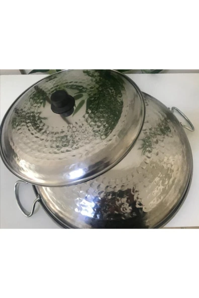 Kapaklı Saç Kavurma Tavası, Paslanmaz Krom Kavurma Tavası 45 Cm - 4