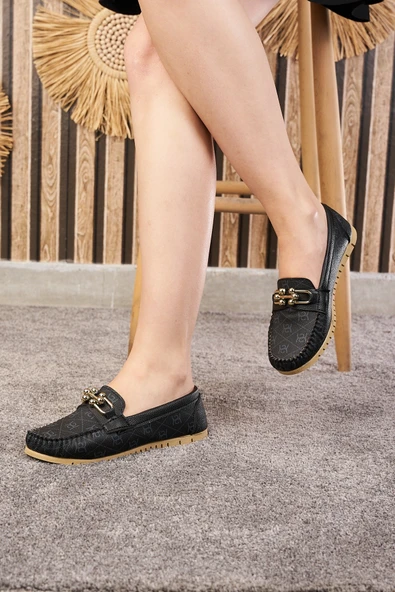 Günlük Kadın Babet Püskül Ve Dikiş Detaylı Tokalı Suni Deri Rahat Hafif Alçak Topuklu Ayakkabı 03 - 9