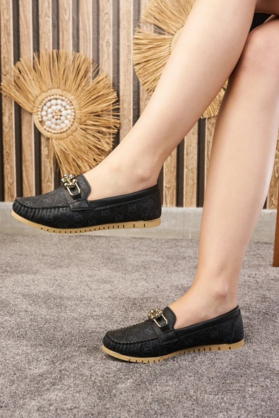 Günlük Kadın Babet Püskül Ve Dikiş Detaylı Tokalı Suni Deri Rahat Hafif Alçak Topuklu Ayakkabı 03 - 8