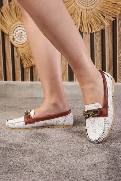 Günlük Kadın Babet Püskül Ve Dikiş Detaylı Tokalı Suni Deri Rahat Hafif Alçak Topuklu Ayakkabı 03 - 6