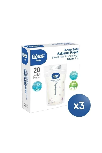 Süt Saklama Poşeti Seti (20x3 60 Adet) ürün görseli