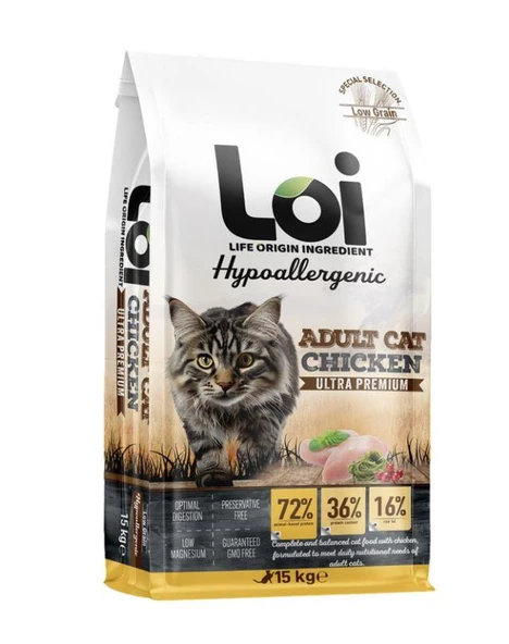 LOİ TAVUKLU YETİŞKİN KEDİ MAMASI 15 KG ürün görseli