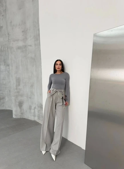 Sante Çi̇zgi̇li̇ Bel Kuşakli Palazzo Pantolon