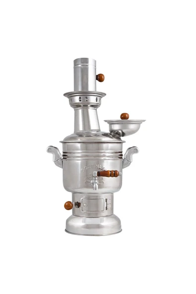 Porselen Kulplu 2,5 Litre Çelik Semaver Alüminyum Demlikli (TAŞIMA ÇANTALI) - 2