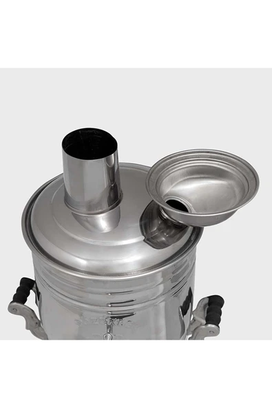 Khuzme Sz13 4 Litre Krom Çelik Ayrılır Odunlu Semaver - 3