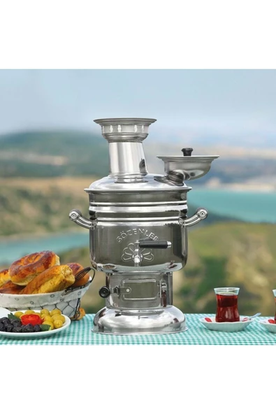 Krom Semaver 4 Lt. Mangal Kömürü Ve Odunla Kullanılabilir. - 2