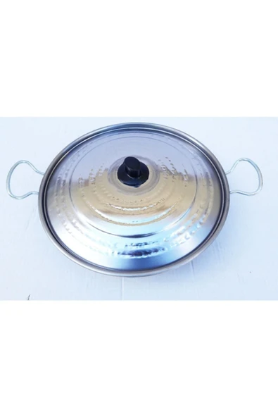 Krom Paslanmaz Kapaklı Kavurma Yemek Pişirme Sacı 40 Cm - 2