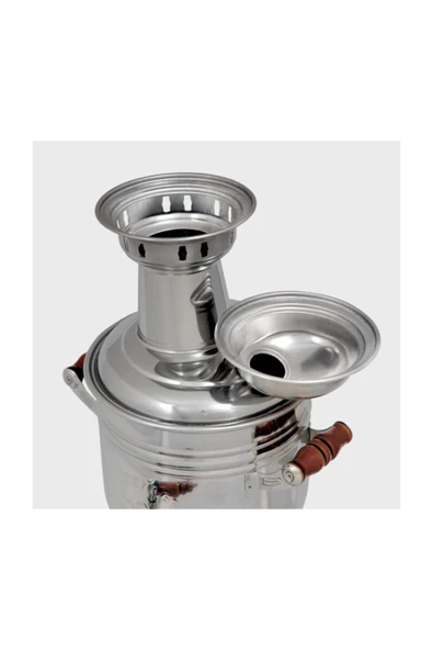 4 Litre-porselen Krom Kömürlü Semaver (porselen Kulp) Taşıma Çantası Hediyeli - 3