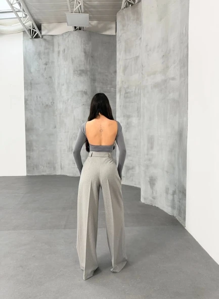 Sante Çi̇zgi̇li̇ Bel Kuşakli Palazzo Pantolon - 2